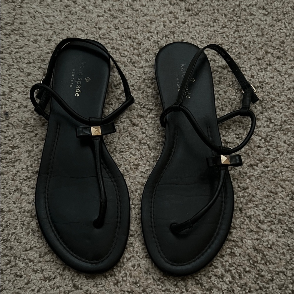 Kate Spade Black Sandals with Gold Accents